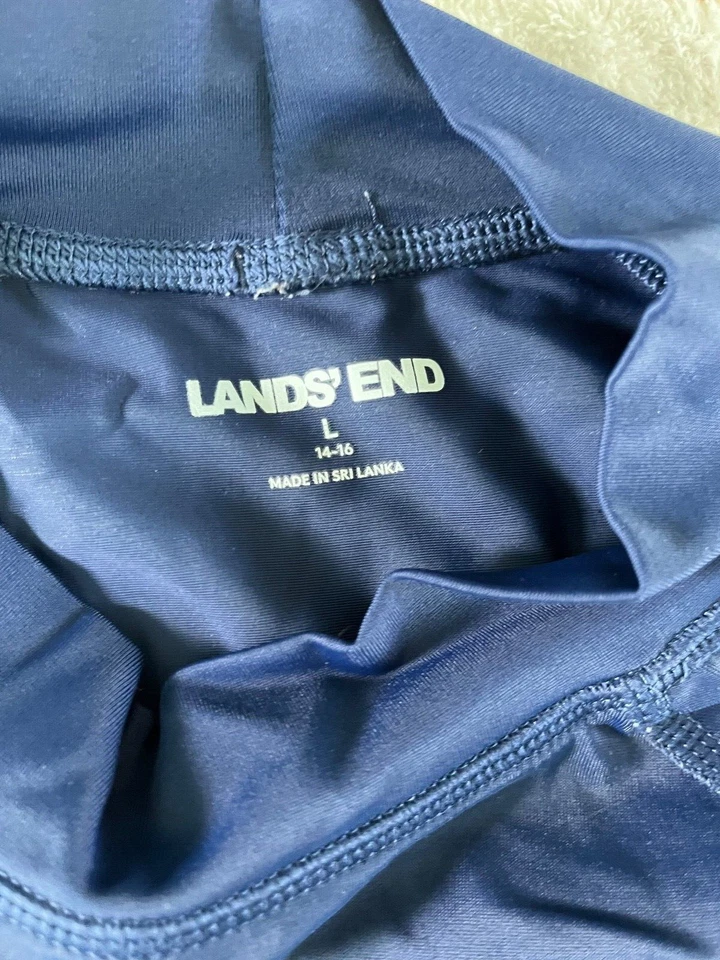 Lands' End 游泳衬衫 青少年 尺寸 L 大号 14 16 运动皮疹护鱼帆 — 第 2/4 张图片