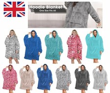 UK Oversized Blanket Hoodie Sherpa Fleece Hooded Blanket Super Soothe Women Gify