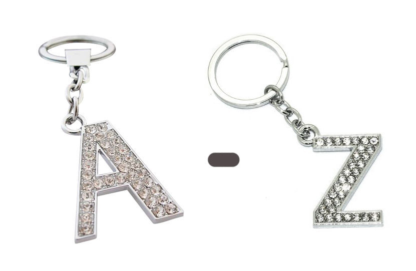 Alphabet Keyring AZ Initials Letter Key Ring Shiny Silver Key Chain eBay