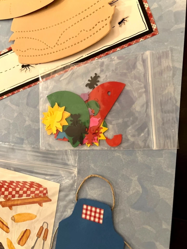 Handmade Picnic-Themed Scrapbooking Kit With Decorative Elements & Embellishment - Image 3 of 4