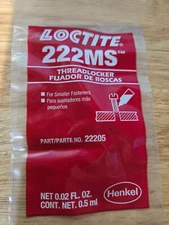 Four (4) .5 ml Capsules - Loctite 222MS Threadlocker, Low Strength