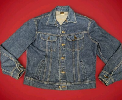 Vintage Lee MR Riders Trucker Jean Denim Jacket 42L Hard Rock Cafe NEW YORK 70's