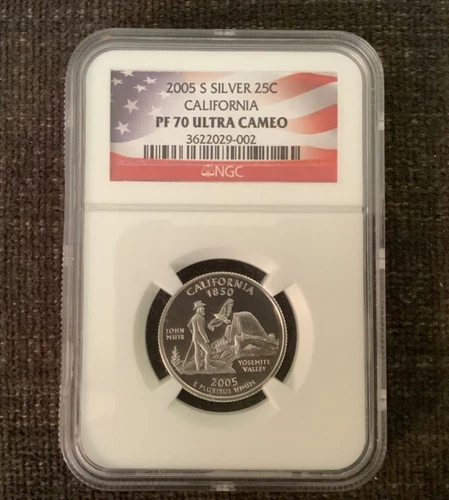 SILVER NGC Proof PF 70 Ultra Cameo 2005-s CALIFORNIA U.S FLAG State Quarter
