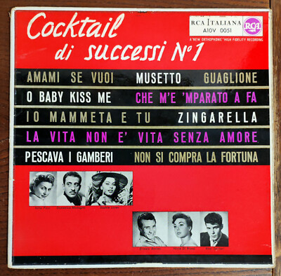 COCKTAIL DI SUCCESSI N. 1 LP 10'' 1957 RCA ITALIANA MODUGNO LOREN PIZZI NICLA