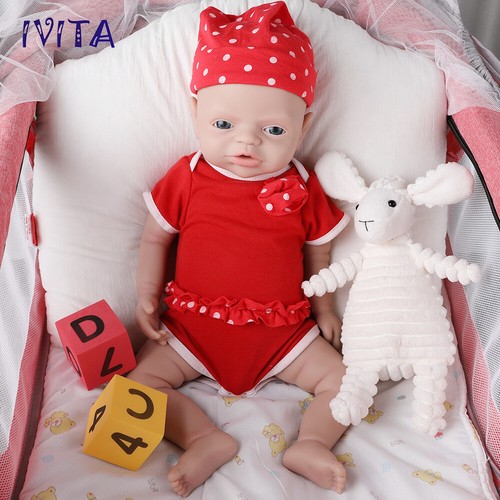 IVITA 19" Full Silicone Reborn Baby Girl Doll Friendly Lifelike for Kids Gift - Afbeelding 8 van 12