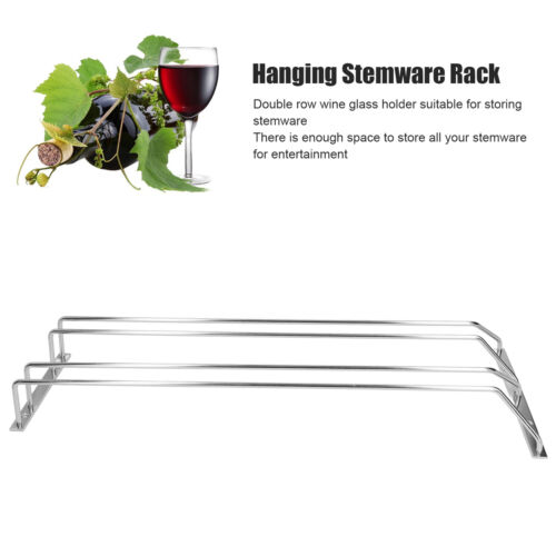 (Large)Double Row Stemware Rack Configurable Silver Space Saving Hanging - Picture 1 of 12
