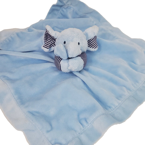 Carters Security Blanket Baby Lovey Blue Elephant Navy Stripes 15" Rattle Plush - Picture 2 of 7