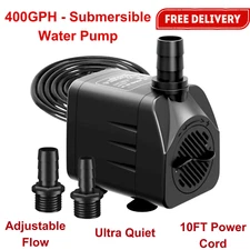 400GPH Submersible Water Pump – Ultra Quiet Fountain, Pond, Aquarium, Hydroponic