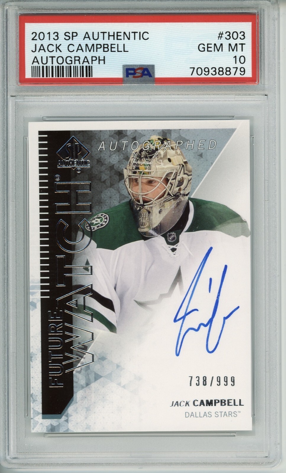 2013/14 UD SP AUTHENTIC Jack Campbell FUTURE WATCH AUTO RC ROOKIE /999 PSA 10