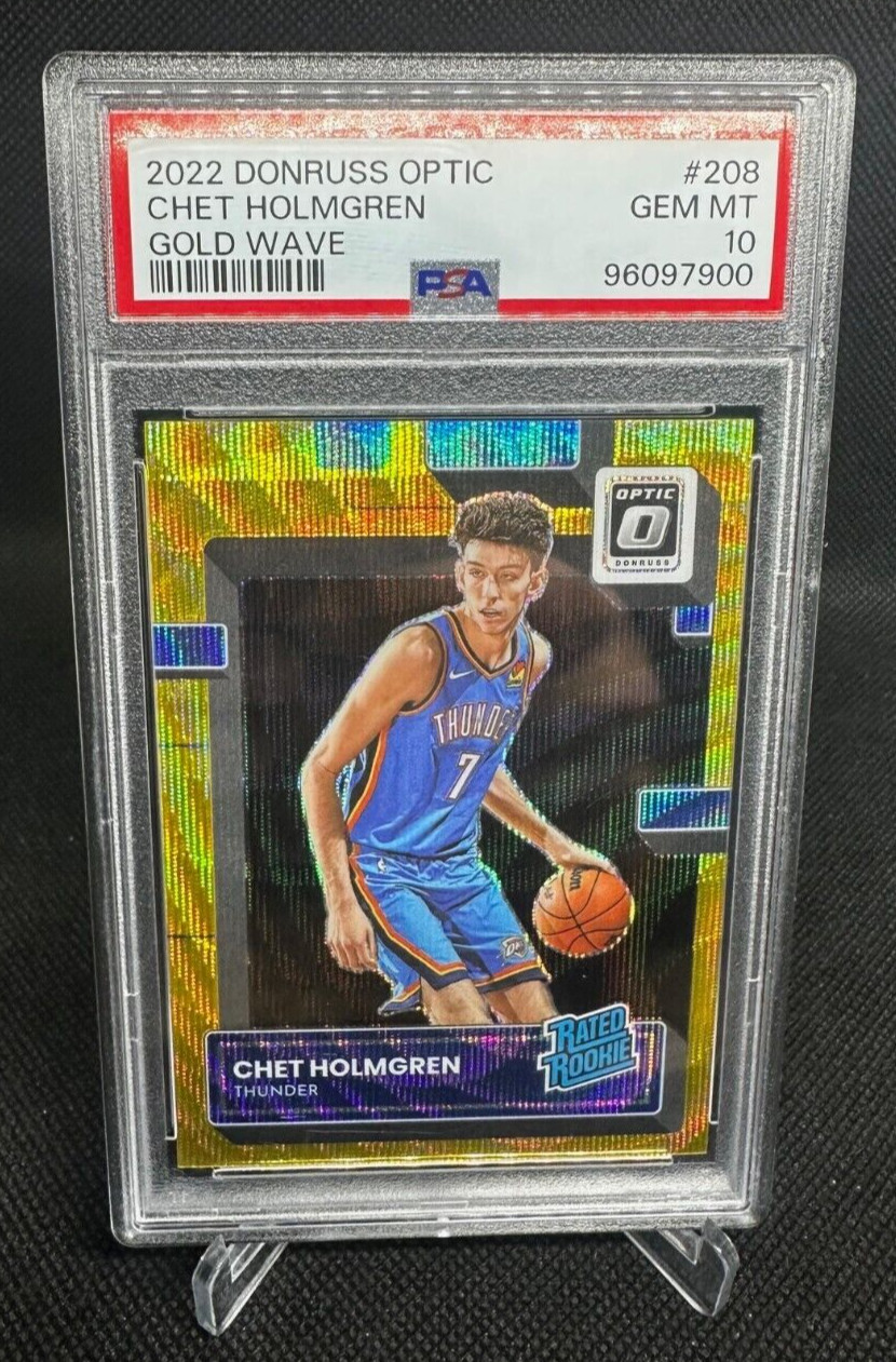 2022 Donruss Optic #208 Chet Holmgren Gold Wave RC #'d /10 PSA 10 Gem Mint