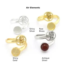Air Four Elements Band Ring , Bezel Setting Blank Raw Brass, Antique Silver,5457