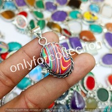 Red Calsilica  Mix Gemstone 925 Sterling Silver Plated Handmade Design Pendant