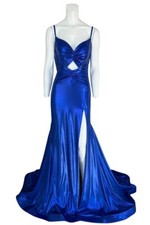 Shimmer Me Blue Cut Out Jovani Maxi Gown 43409 Size 4 NWT