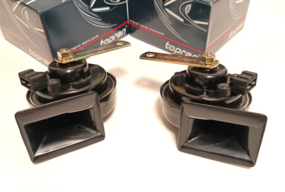 2x Hupe Hochton + Tiefton 12 Volt Signalhorn VW AUDI BUS T3 T4