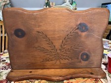 Vintage Book Rest Carved Wheat Design Wooden 18 In X 12 1/2 In