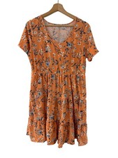 Orange Floral Just Be... Womens Dress L Stretchy