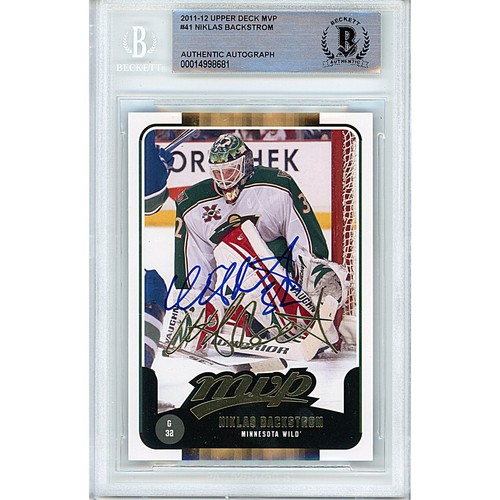 2011-12 Upper Deck MVP #41 Niklas Backstrom Signed Card AUTO Beckett MN Wild