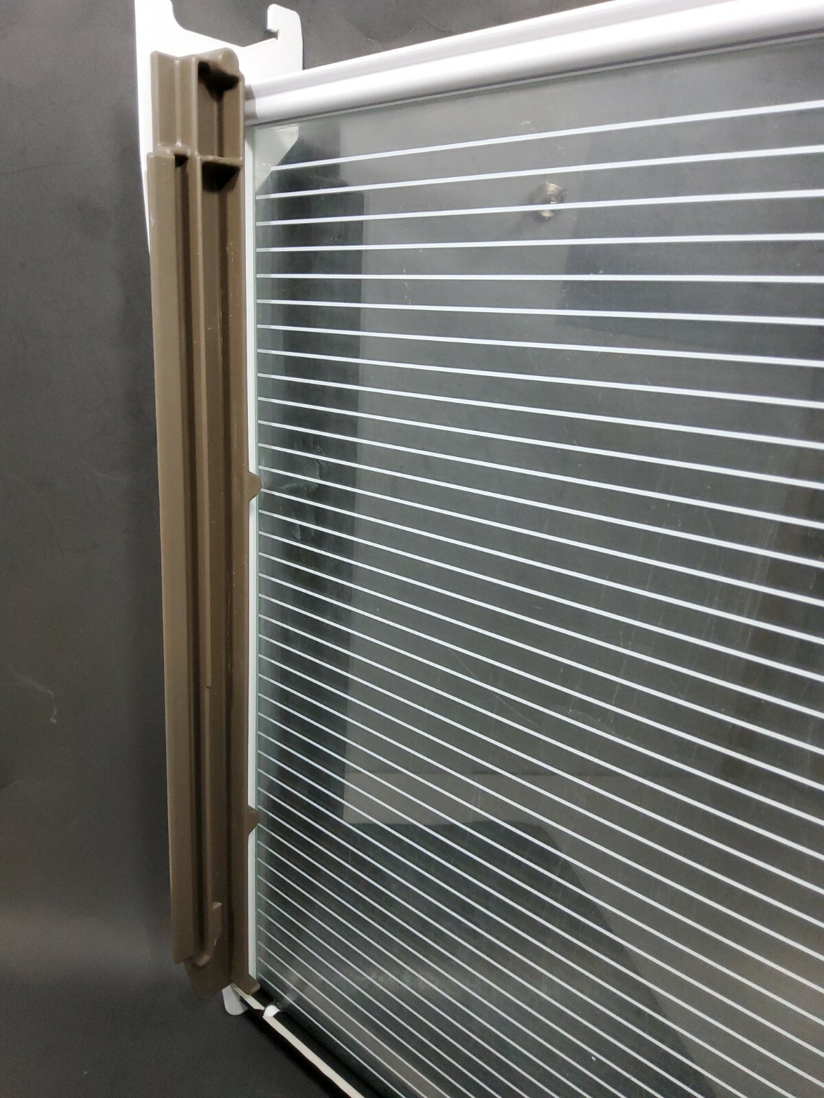 GE Refrigerator Glass Shelf in Frame for Meat Tray off Model