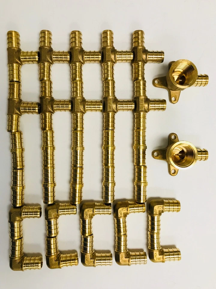 EFIELD (32PCS)1/2" PEX Fittings Drop-Ear Elbow(2PCS) Coupling Tee Elbow(10P/EA) - Image 2 of 2