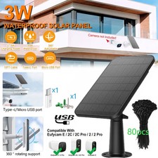 US Solar Panel For USB Outdoor Power Camera Security Cam Battery Charger 3W 5V