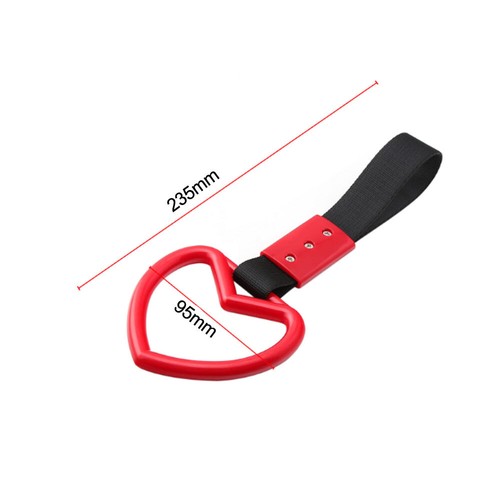 1PC Red Ring Heart Car Train Bus Handle Hand Strap Rear Bumper Car Accessories - Picture 9 of 11