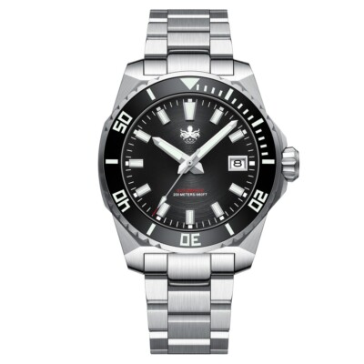 PHOIBOS Leviathan PY054C Diver Black Steel Bracelet Men's Watch