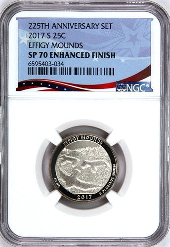 2017-S Effigy Mounds ATB 25c NGC SP 70 Enhanced Finish ~ 225TH Anniversary Set