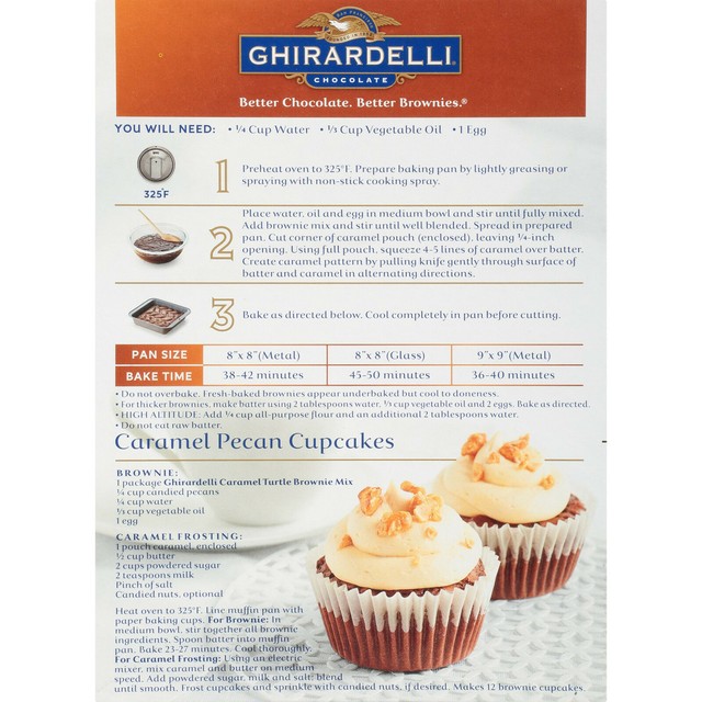 Ghirardelli Caramel Turtle Premium Brownie Mix Walnuts 18.5oz x3 Lot
