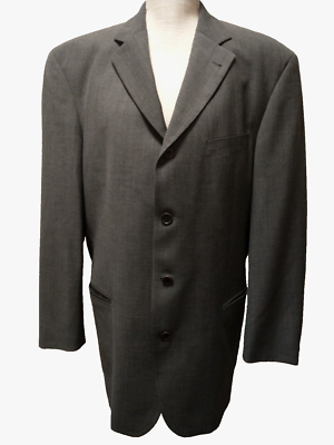 Vtg Hugo Boss Sokrates Sigma USA Gray Stretch Wool Blend Jacket