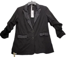 NY Collection NY Collection Petite Large Long Sleeve Black Blazer     J175