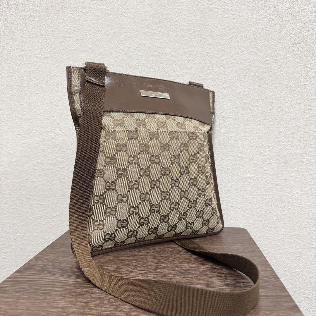 Gucci GG Canvas Leather Crossbody Bag Japan Import
