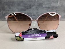 Foster Grant Womens Sunglasses Cat Eye Pink Gold w/ Soft Case Scratched Read