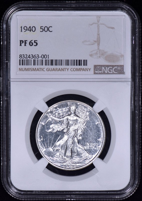 1940 Proof Walking Liberty Half Dollar 50c NGC PF 65 (PR65) - White Coin!