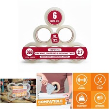 60 Yd Clear Packing Tape - 6 Pack 2.7mil Heavy Duty Adhesive Office Storage