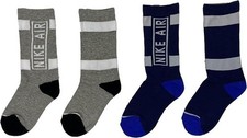 Nike Boys Crew Socks Air Cushioned 2-Pack Multicolor UN0370-U90 New with Tag