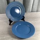 2 Royal Norfolk Salad Dessert Plates Ribbed Blue 7 2/8” Retro Inspired