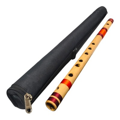 19 Inch C Tone Bansuri Flute Wooden Handblown with Mouthpiece & Case