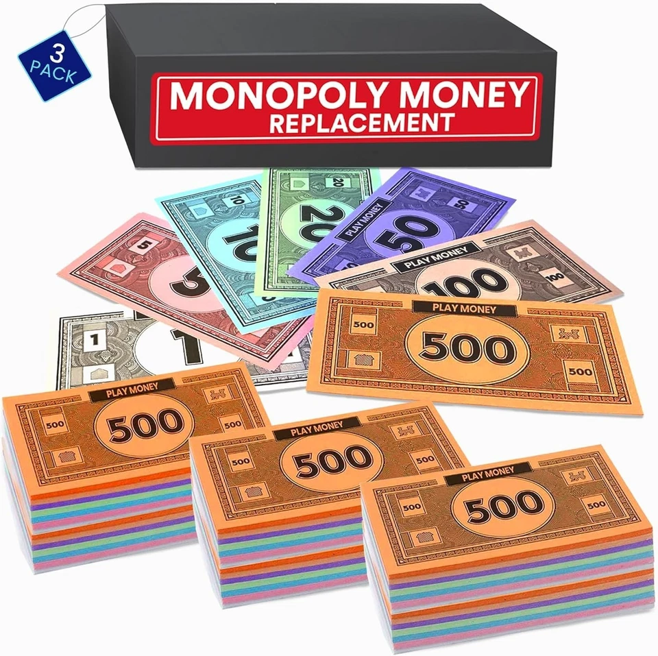 Obtén 3 veces la diversión con dinero de juego colorido - 60 billetes en colores vivos para Monopoly Foto 3 de 4