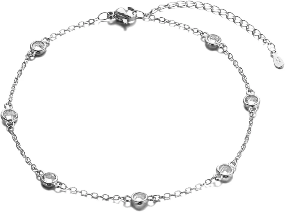 Charming White Gold-Plated Paperclip Anklet with Heart Charm – 30-Day Guarantee - Image 3 of 4