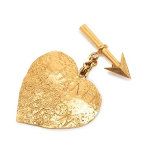 Authentic Chanel Logo Heart Arrow Brooch 93A Gold Plated Women's CHANEL GZl1hvjd
