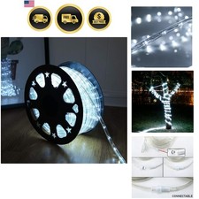 50ft 360 LED Waterproof Rope Lights, 110V Connectable Indoor Outdoor White Le...