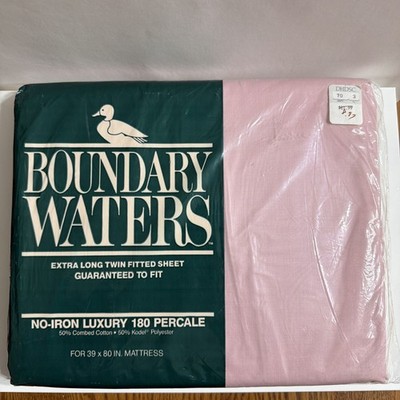VTG 80s Boundary Waters Extra Long Twin Dorm Fitted Sheet Dayton Hudson USA Rose