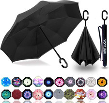 40/49/56 Inch Oversize Windproof Inverted Reverse Upside down Umbrella, Golf Siz