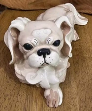 KAY FINCH PEKINGESE DOG Pink/White  Ceramic Vintage 40s CALIFORNIA