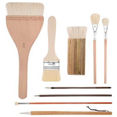 9 tlg Pinsel Set verschiedene Formen Lasurpinsel für Keramik Acryl9722