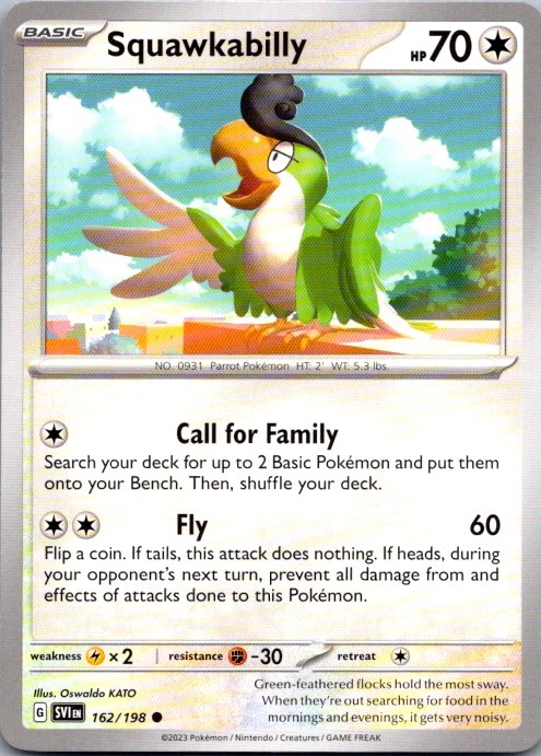 Squawkabilly 162/198 Common Scarlet & Violet Pokemon Near Mint