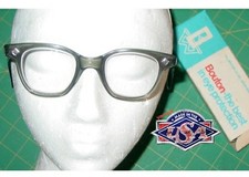 Vintage Bouton Safety Glasses 44mm Clear Lenses Wayfarer Smokey Frames NOS USA