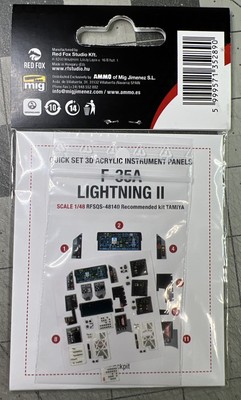 Red Fox QS-48140 F-35A Lightning II 3D Acrylic Instrument Panel for Tamiya 1/48
