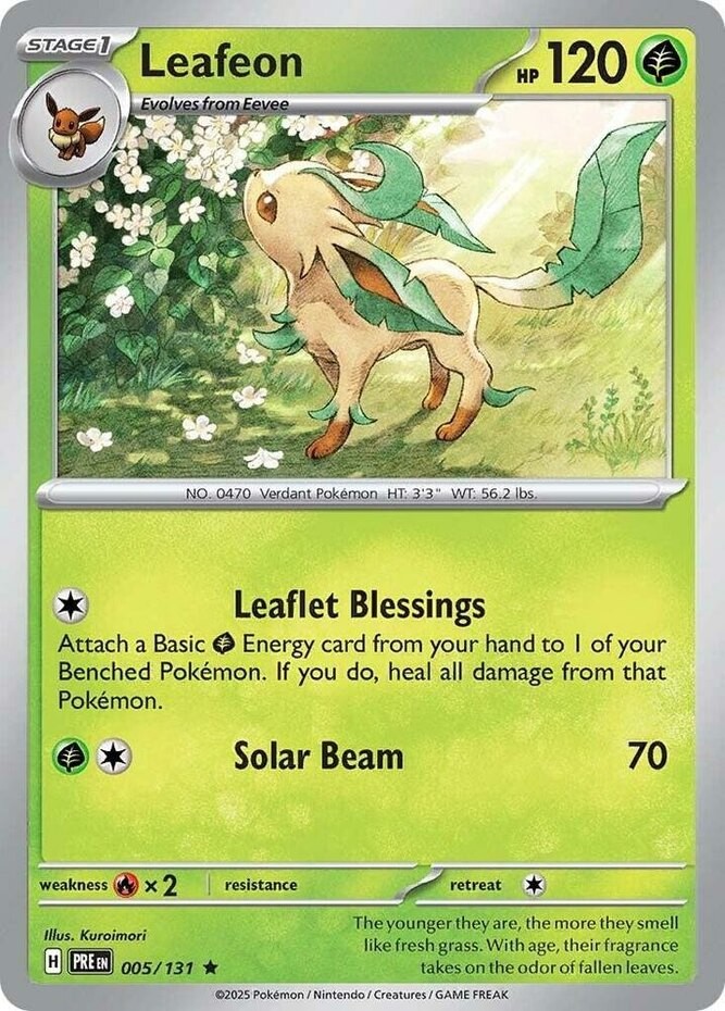 Leafeon - 005/131 - Rare - Reverse Holo - Near Mint