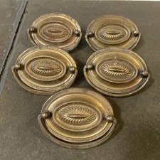 Vintage Hepplewhite Style metal Oval Drawer Pulls